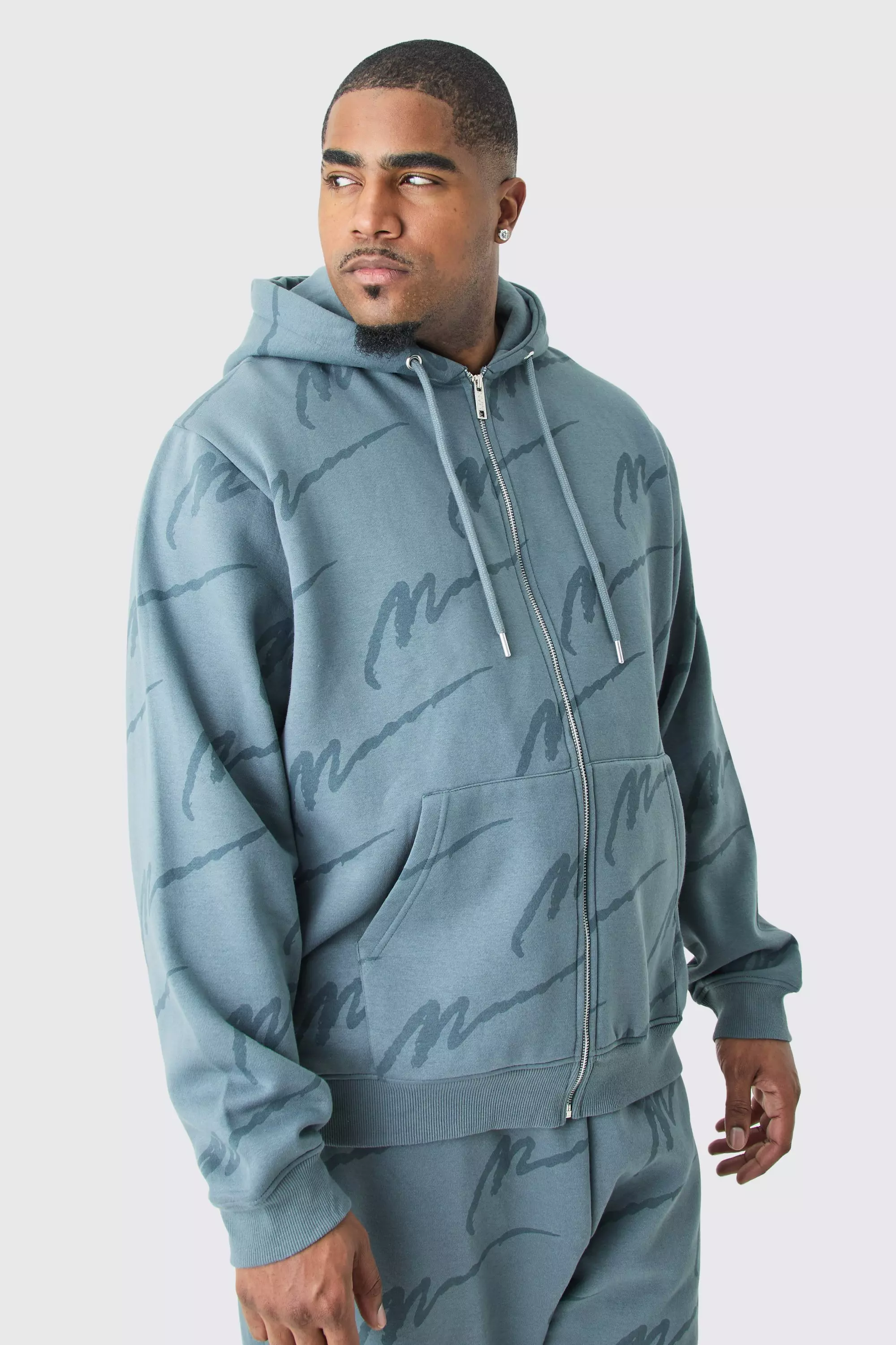 Boohooman all over print hoodie online